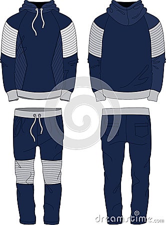 Man fit Suit set hoodie and joggers pants template wear Vector Illustration