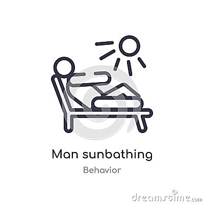 man sunbathing outline icon. isolated line vector illustration from behavior collection. editable thin stroke man sunbathing icon Vector Illustration