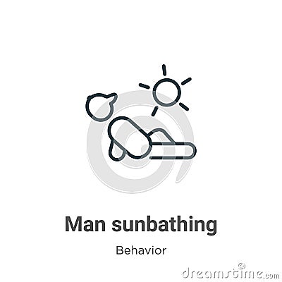 Man sunbathing outline vector icon. Thin line black man sunbathing icon, flat vector simple element illustration from editable Vector Illustration