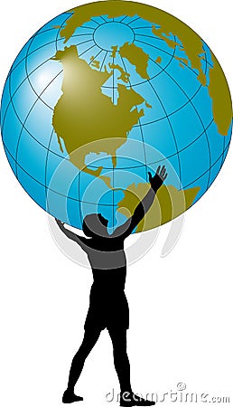 Man supporting the globe Vector Illustration