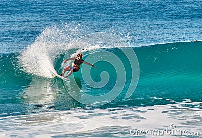 Man surfing glassy-wave in Australia Editorial Stock Photo