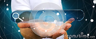 Man surfing on internet using tactile web address bar 3D rendering Stock Photo