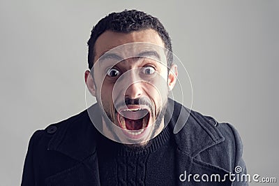 Man with a surprised facial expression Stock Photo