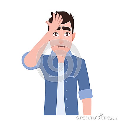 Man surprised head for mistake Cartoon Illustration