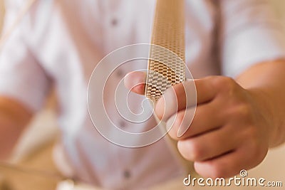 Man with suspenders Stock Photo