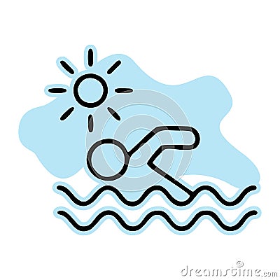 Man swimming summer line icon. Element Vector Illustration