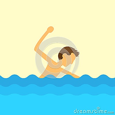 Man swimming water flat design vector Vector Illustration