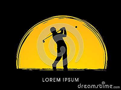 Man swinging golf Vector Illustration