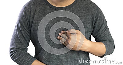 MAN with symptomatic acid reflux , suffering from acid reflux at Stock Photo