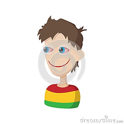 A man in a t-shirt in rastafarian colors icon Vector Illustration