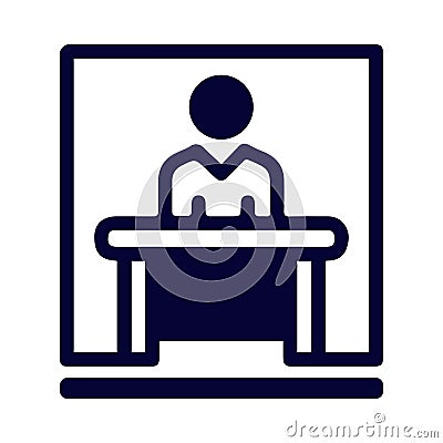 man, table, receptionist icon Vector Illustration