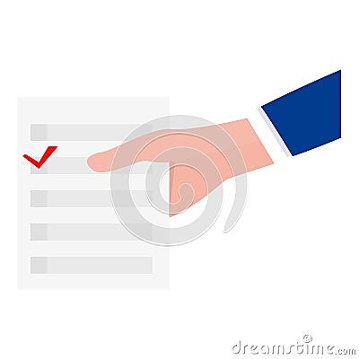 Man take vote paper icon, flat style Vector Illustration