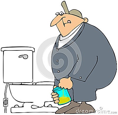 Man Taking A Drug Test. Cartoon Illustration