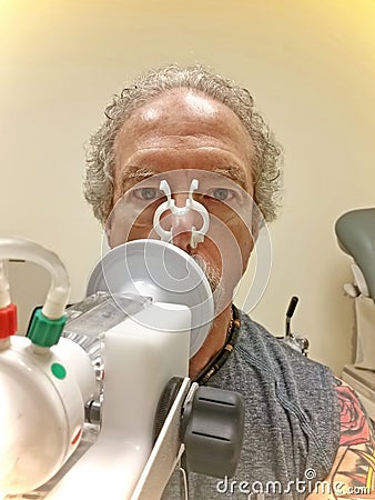 Man Taking Pulmonary Function Test Stock Photo