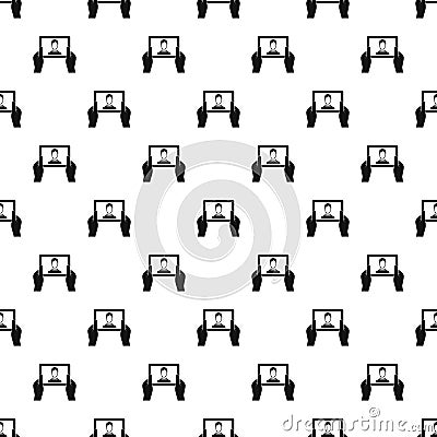 Man taking selfie using tablet pattern Vector Illustration