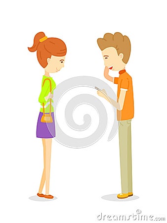 Man talking to woman Vector Illustration