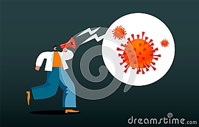 Man talks about virus. Vector illustration EPS 10 red and black colored Vector Illustration