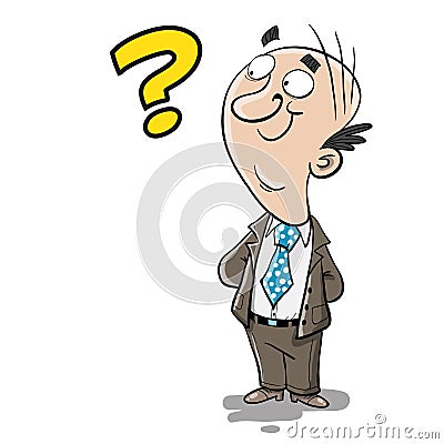 Man dressed in suit asking a question Vector Illustration