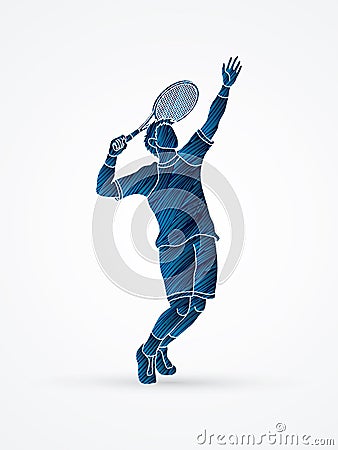 Man tennis player serve Vector Illustration