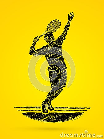 Man tennis player serve Vector Illustration