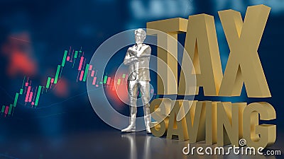 The man and text for tax saving concept 3d rendering Stock Photo
