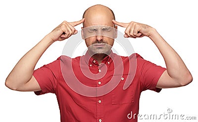 Man thinking hard about a problem Stock Photo