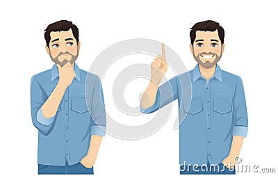 Man thinking making idea Vector Illustration