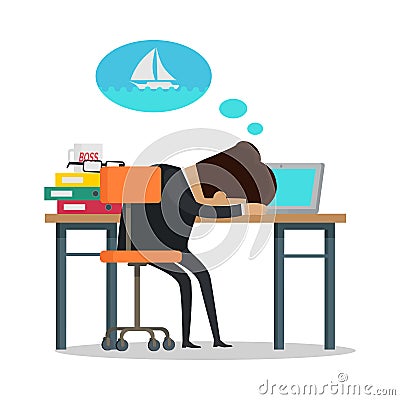 Man Thinking About Yachting Vector Illustration