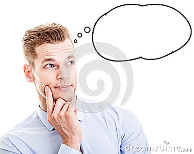 Man with thought bubble Stock Photo