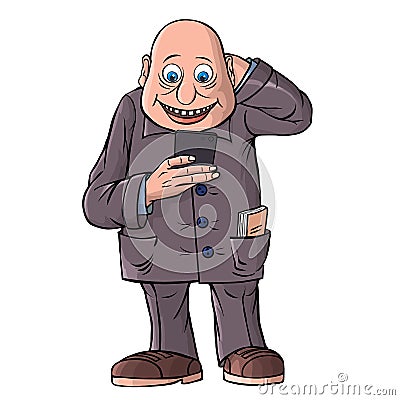 The man threw everything and enthusiastically looking for something on the Internet. Vector Illustration