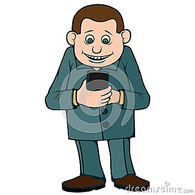 The man threw everything and enthusiastically looking for something on the Internet. Vector Illustration