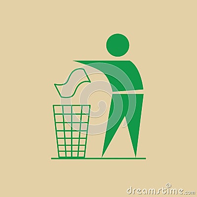 Man Throw Rubbish In Bin Recycle Utilization Logo Web Icon Vector Illustration