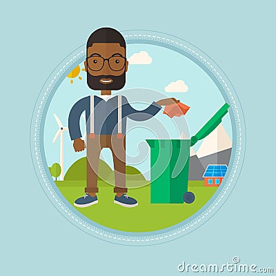 Man throwing away trash vector illustration. Vector Illustration