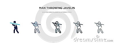 Man throwing javelin icon in different style vector illustration. two colored and black man throwing javelin vector icons designed Vector Illustration