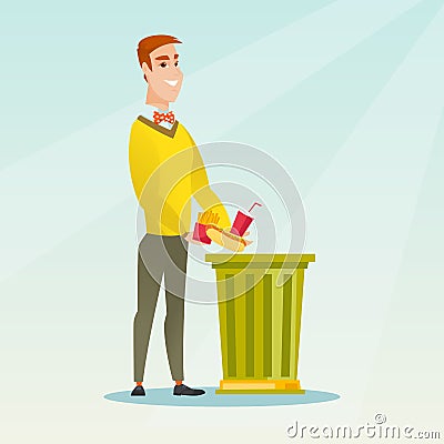 Man throwing junk food vector illustration. Vector Illustration