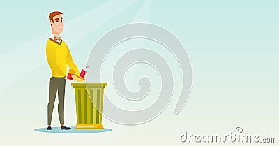 Man throwing junk food vector illustration. Vector Illustration