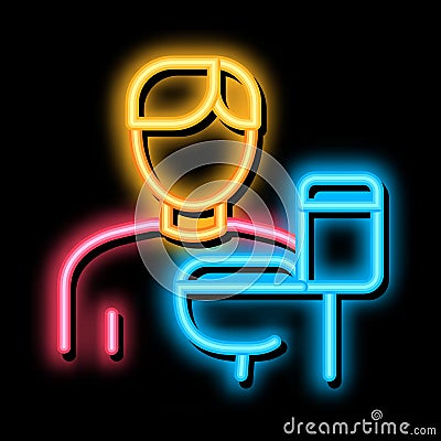 Man And Toilet neon glow icon illustration Vector Illustration