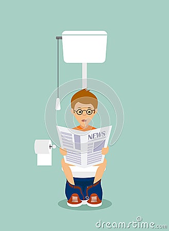 Man in the toilet room flat style. Vector Illustration