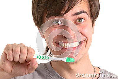 Man with tooth-brush Stock Photo
