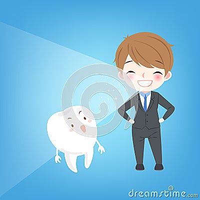 Man with tooth whiten concept Stock Photo