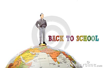 Man on the top of the globe Stock Photo