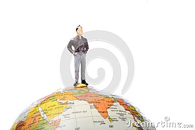 Man on the top of the globe Stock Photo