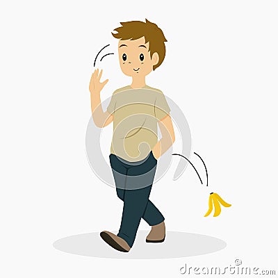 Man Toss a Banana Peel Vector Vector Illustration