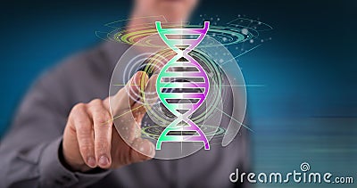Man touching a transhumanism concept Stock Photo
