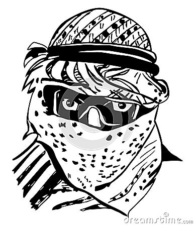 Man in traditional Arab headdress, keffiyeh Vector Illustration