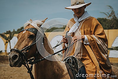 Man in traditional clothes, Trujillo, Peru Editorial Stock Photo