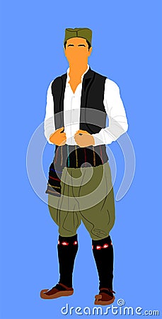 Man in traditional Serbian dress vector isolated on background. Vector Illustration