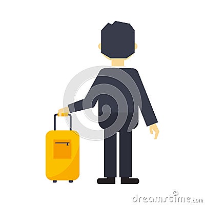 Man with travel bag vector. Vector Illustration