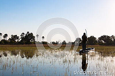 Okavango Delta Mokoro Stock Photo