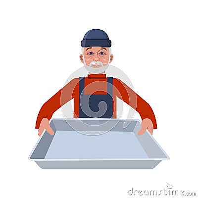 Man with tray Vector Illustration